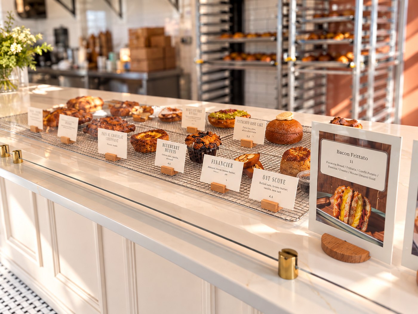 The pastry case, mid-morning