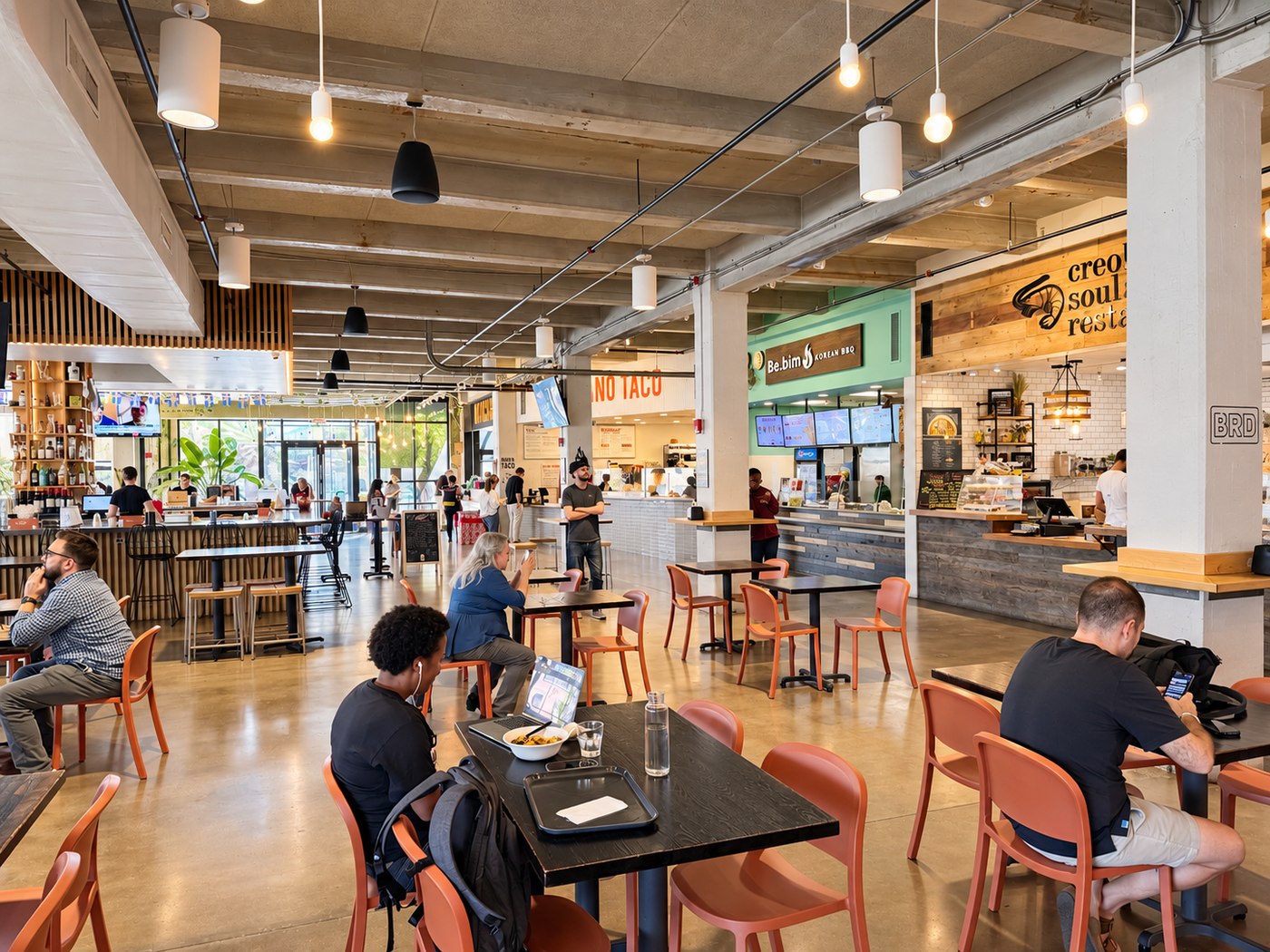The hall — Creole Soul, Be.bim and Amano Taco along the far side